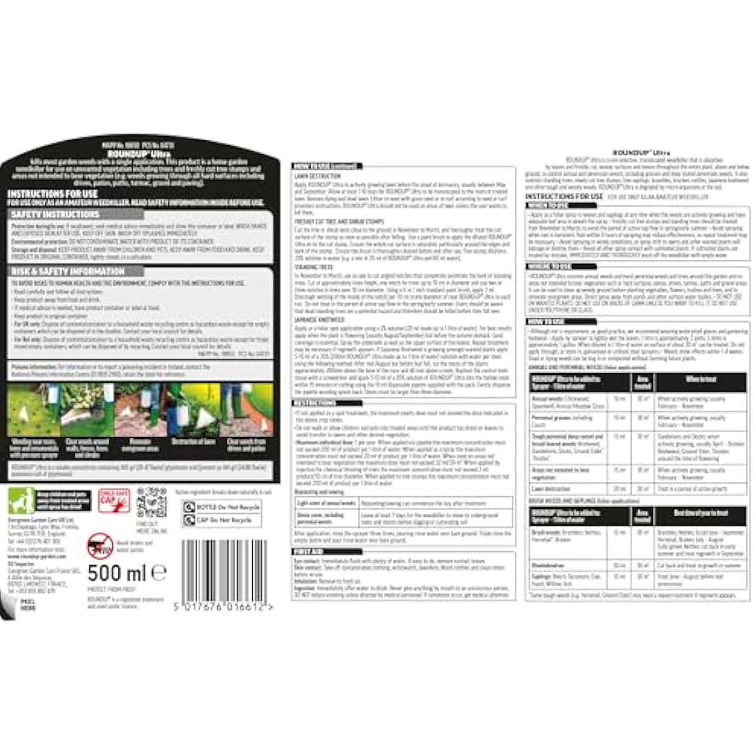Roundup Ultra, Tough Weedkiller, Concentrate Liquid, 500 ml