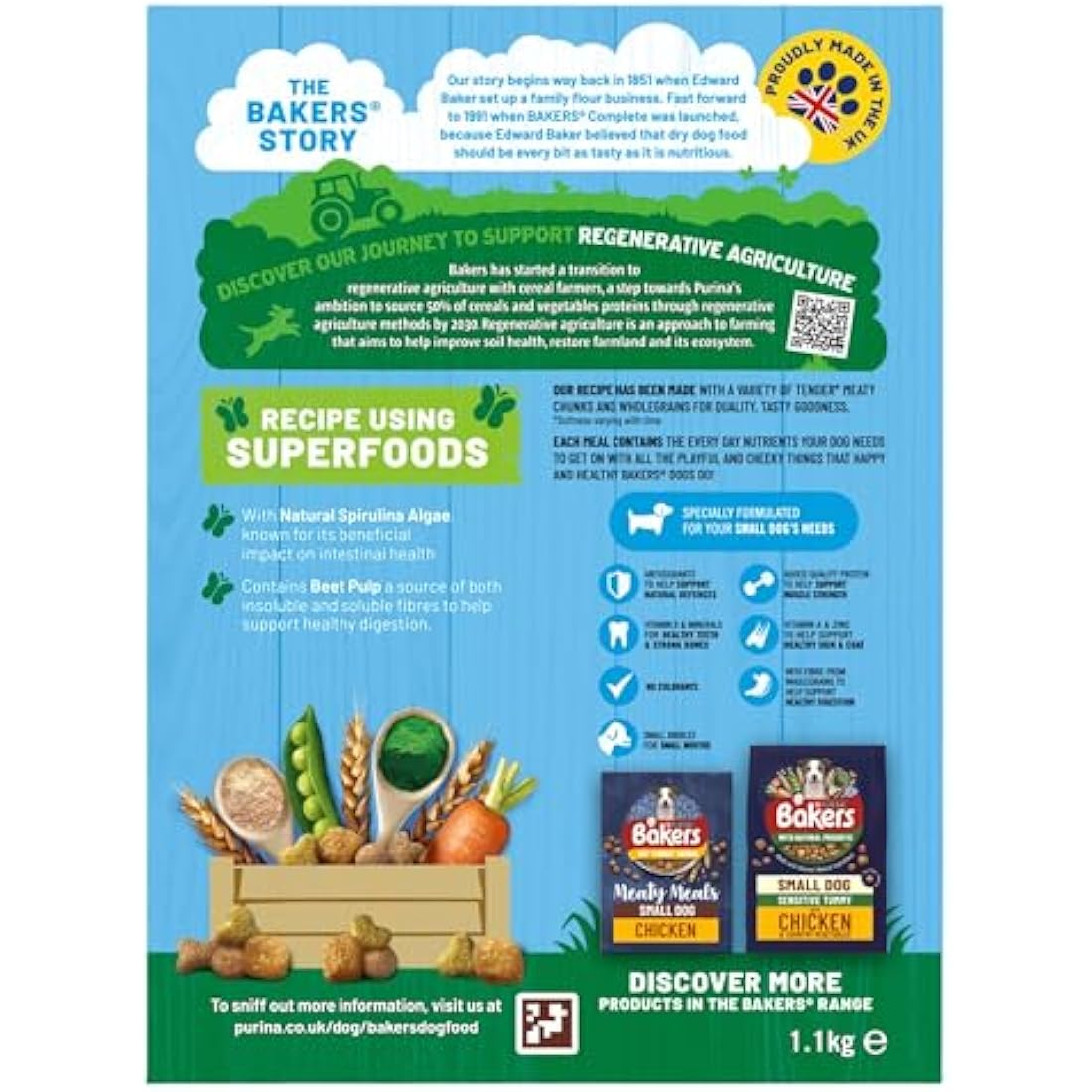 Bakers Small Dry Dog Food Beef & Veg, 1.1kg