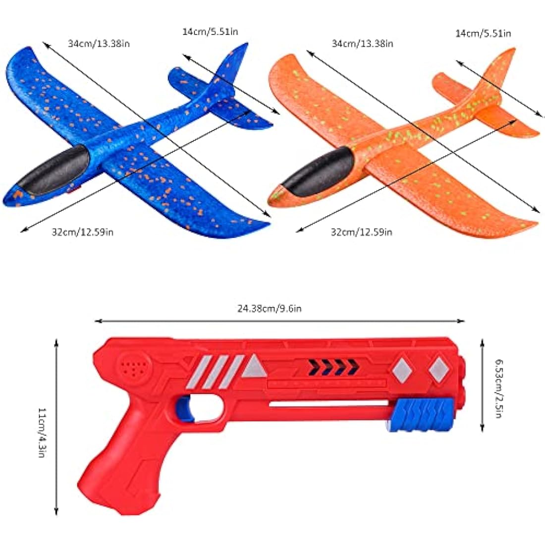 Ksera Airplane Toy Launcher with 2 Foam Glider Planes, Birthday Gift for Boys & Girls Aged 5-11