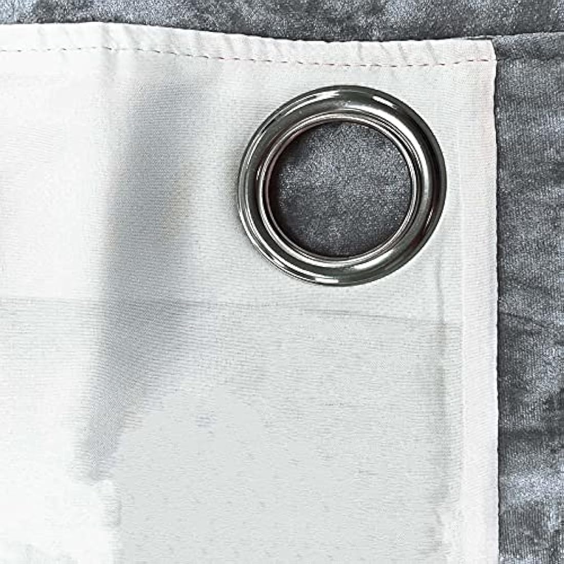 Sienna PAIR of Crushed Velvet Band Curtains Fully Lined Eyelet Ring Top Faux Silk Window Treatment Panels - Silver Grey, Width 66" x Drop 90"