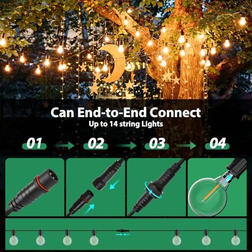 FIFlying Outdoor String Lights, 32.7M/107.3FT Outdoor Lights Mains Powered with 50+3 Shatterproof Bulbs, IP54 Waterproof Garden String Lights Festoon Lights for Garden Backyard Patio Wedding Party