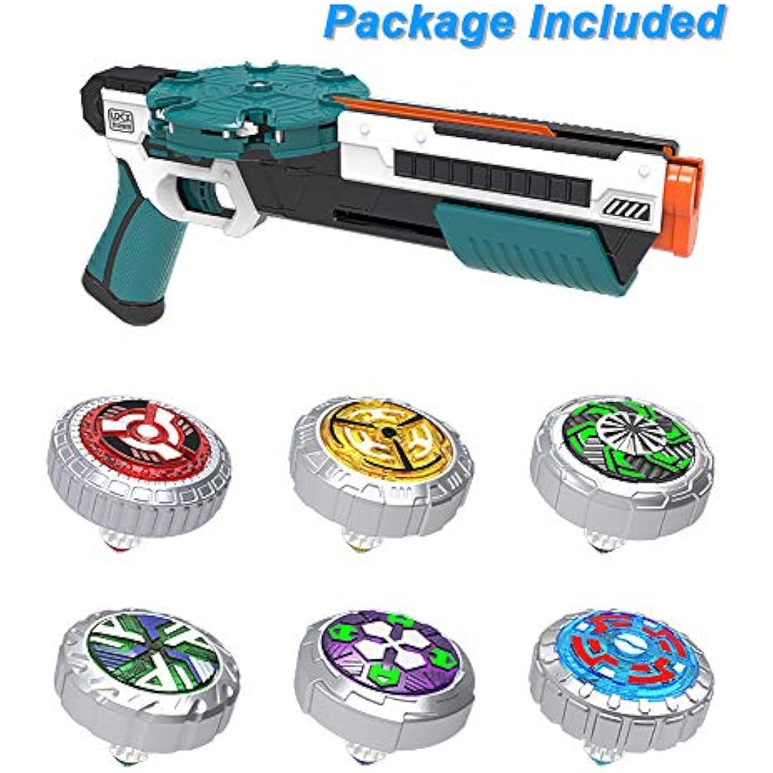 OBEST Battling Tops Gyro Burst Evolution with Engine Launcher & 6 pcs Spinning Tops for Kids Children (Blue)