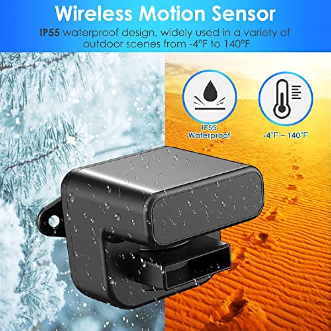 PHYSEN Wireless Driveway Alarm,Long Range PIR Outdoor Motion Sensor Burglar Alarm System,DIY Home Security Motion Sensor Chime Doorbell Kit Protect Garage/Sheds/Garden Security,1 Receiver and 1 Sensor