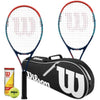 Wilson Impact Tennis Racket Twin Set Package (2 Rackets, Carry Bag & Tennis Balls)