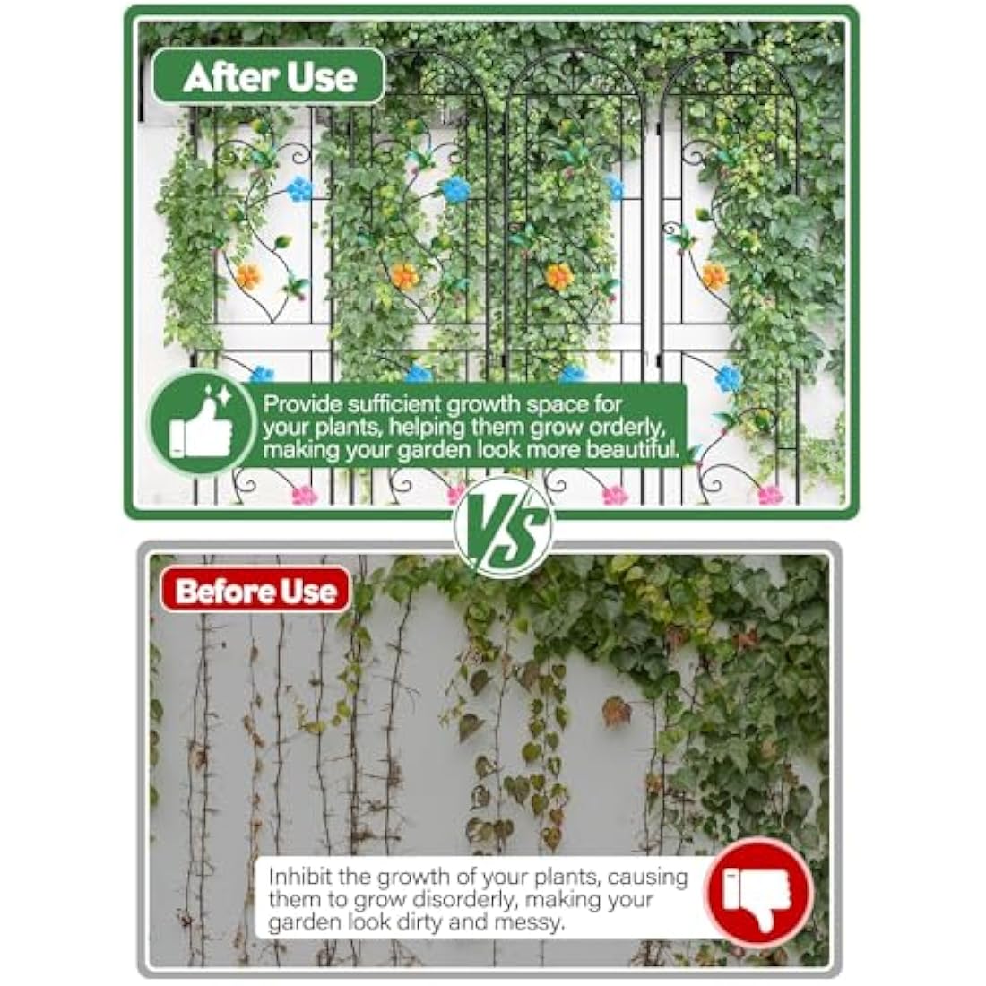 2.2 M Garden Trellis for Climbing Plants, Kalolary 4 Pack Colorful Hummingbird Garden Climbing Trellises Frame Rustproof Metal Potted Plant Climbing Support for Backyard Outdoor Flower Vegetable Vines