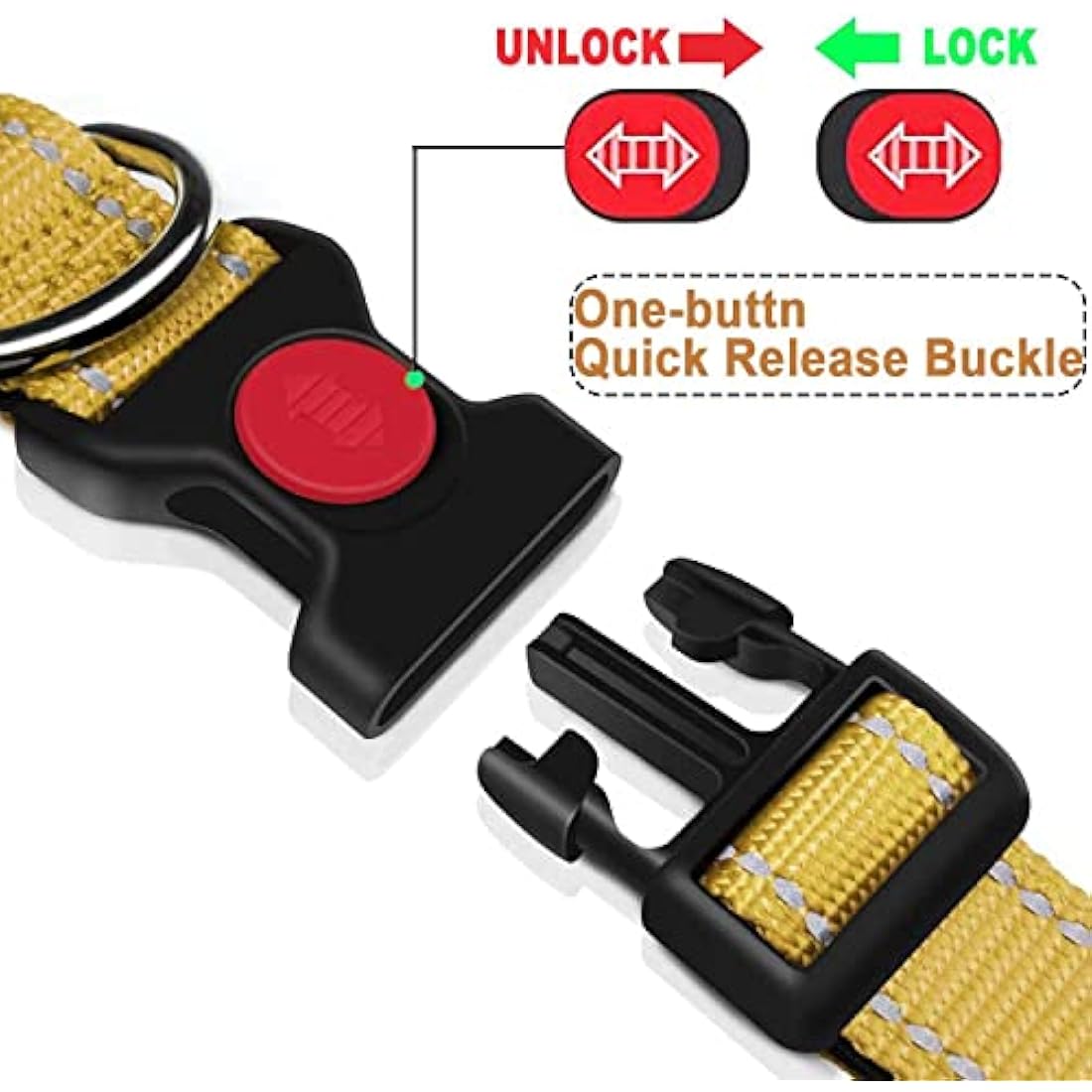 ATETEO Dog Collar, Reflective Adjustable Basic Dog Collar with Soft Neoprene Padding, Durable Nylon Pet Collars for Puppy Large Dogs