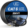 Ultra Clarity Cables Ethernet Cable Cat6 60M/200ft High-Speed 10Gbps LAN Cable with Gold Plated RJ45 Connector for Router, Modem, PC, Switches, Hub, Laptop, Black, 1 Pack