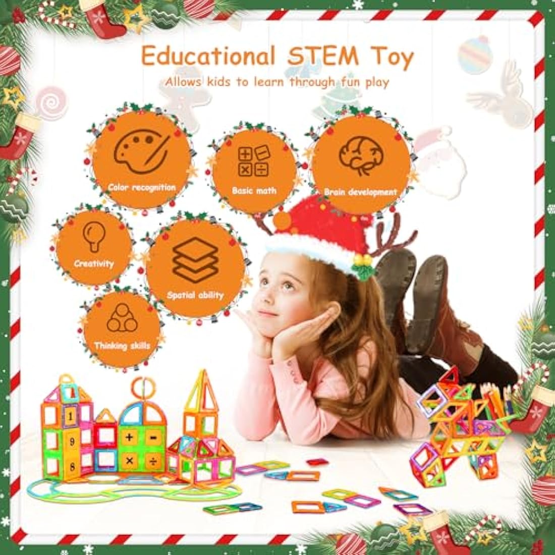 Crenova Magnetic Tiles for Kids 145PCS Magnetic Building Blocks Toys for 3 4 5 6 7 8 Year Old Girls Boys Gift, Magnets for Kids, Montessori Toddler Toys