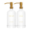 Soap Dispenser Bathroom - Hand Soap and Lotion Dispenser Set with Non-Slip Protective Silicone Pad, Modern Bathroom Decor & Accessories.(Gold)