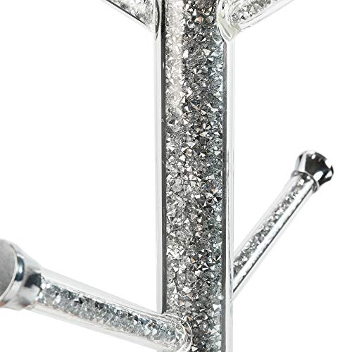 London Boutique Crystal Kitchen Mug Holders Free Standing Sparkle Crushed Diamond Filled Square base 15.7 Inches Height