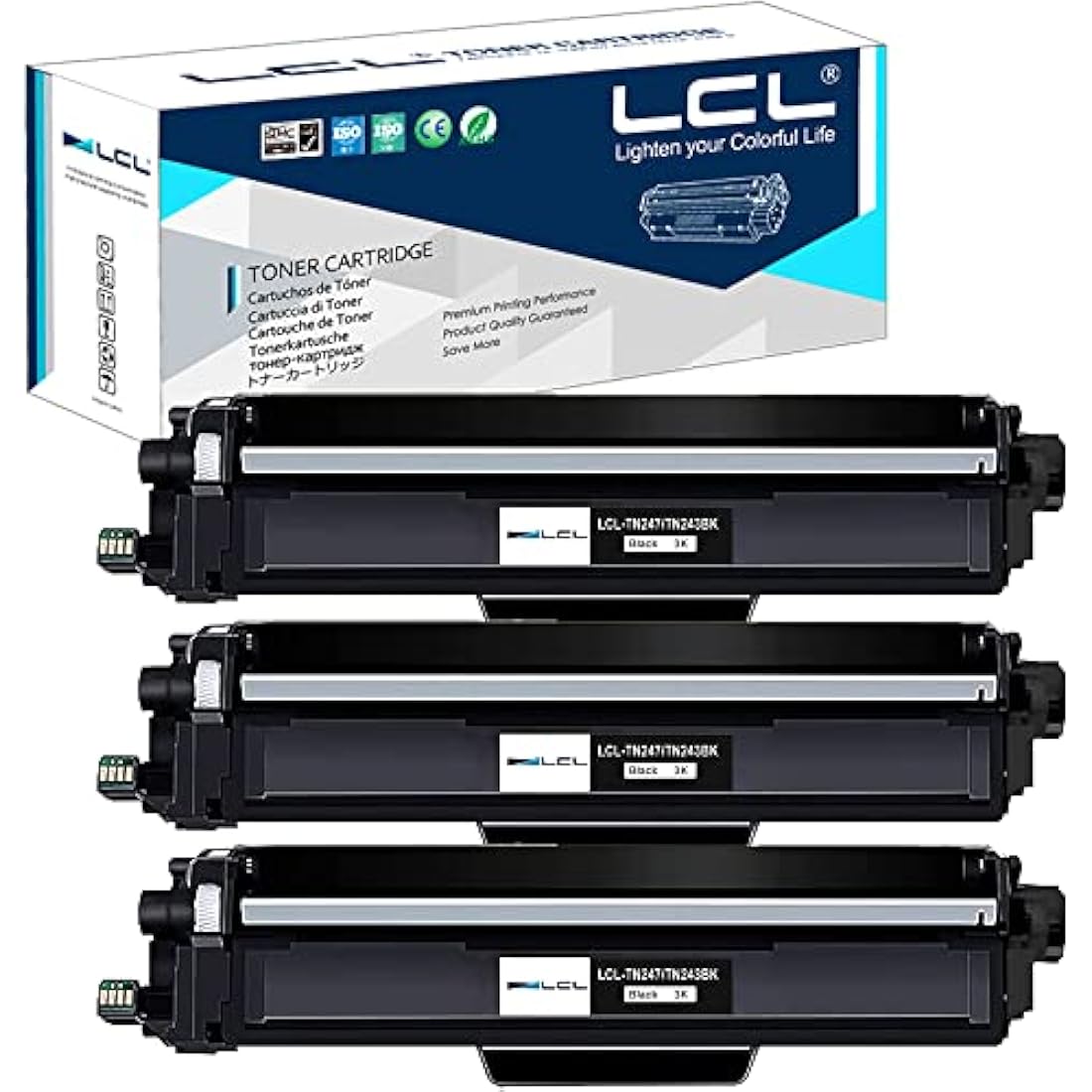 LCL Comatible Toner Cartridge TN243 TN247 TN-247 TN247BK TN-247BK 3000Pages (3 Black) Replacement for Brother HL-L3210CW HL-L3230CDW HL-L3270CDW MFC-L3710CDW MFC-L3750CDW