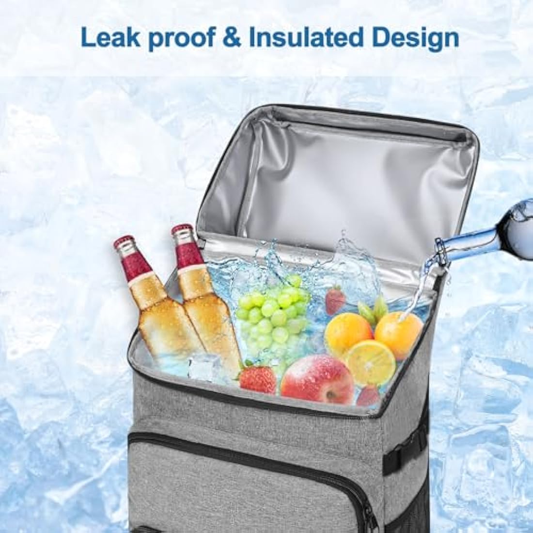 MOSISO Cooler Backpack, 40 Cans Large Capacity Leakproof Insulated Soft Bag, Portable Lightweight Beach Cooler Bag for Men Women, Waterproof Lunch Backpack for Picnics Camping Hiking