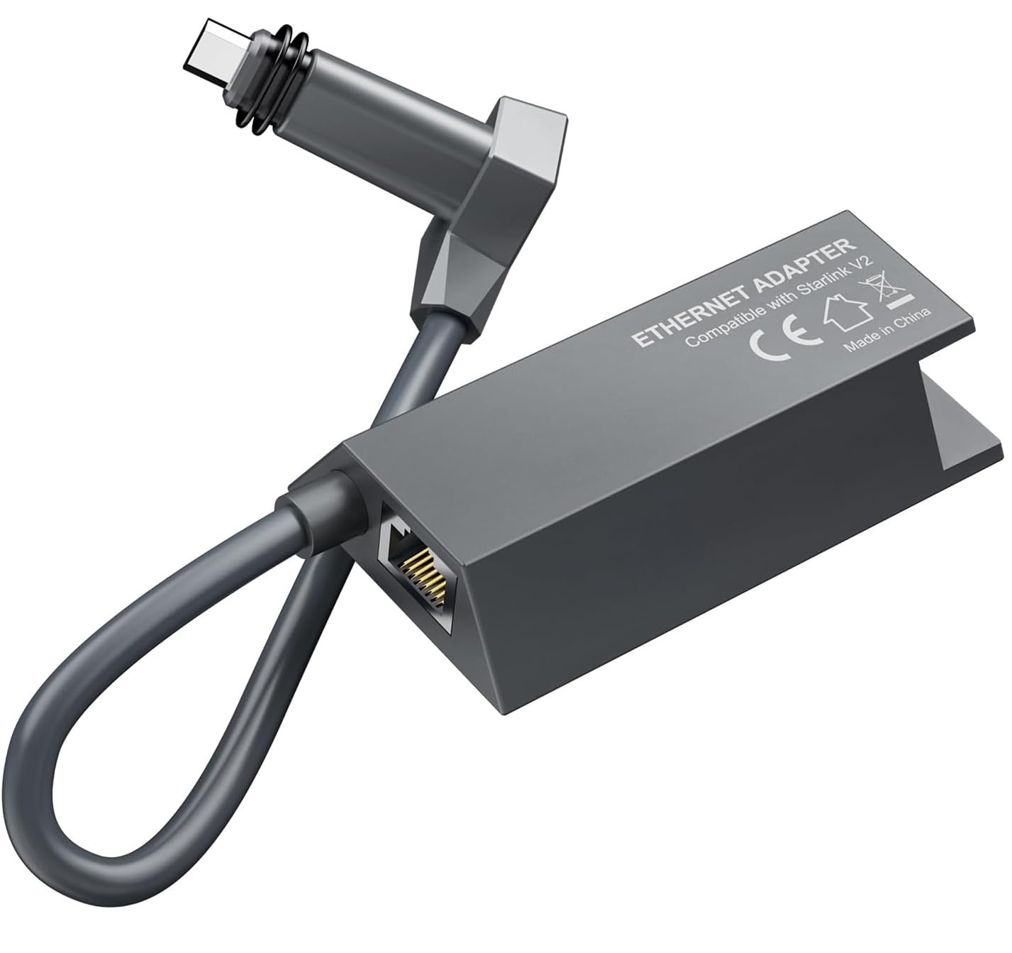Starlnk Ethernet Adapter for Starlk V2, Adapter to RJ45 Gigabit Ethernet Fast and Stable Network Connection for Powered Gen 2 Extender WiFi Hub | Grey
