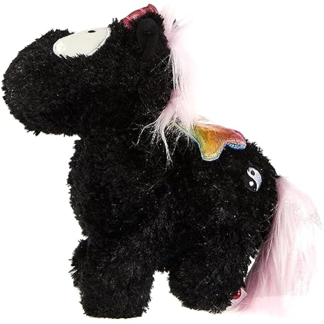 NICI 47376 Cuddly Soft Toy Unicorn Rainbow Yin 22cm, Black/Multi-Coloured, 22 cm