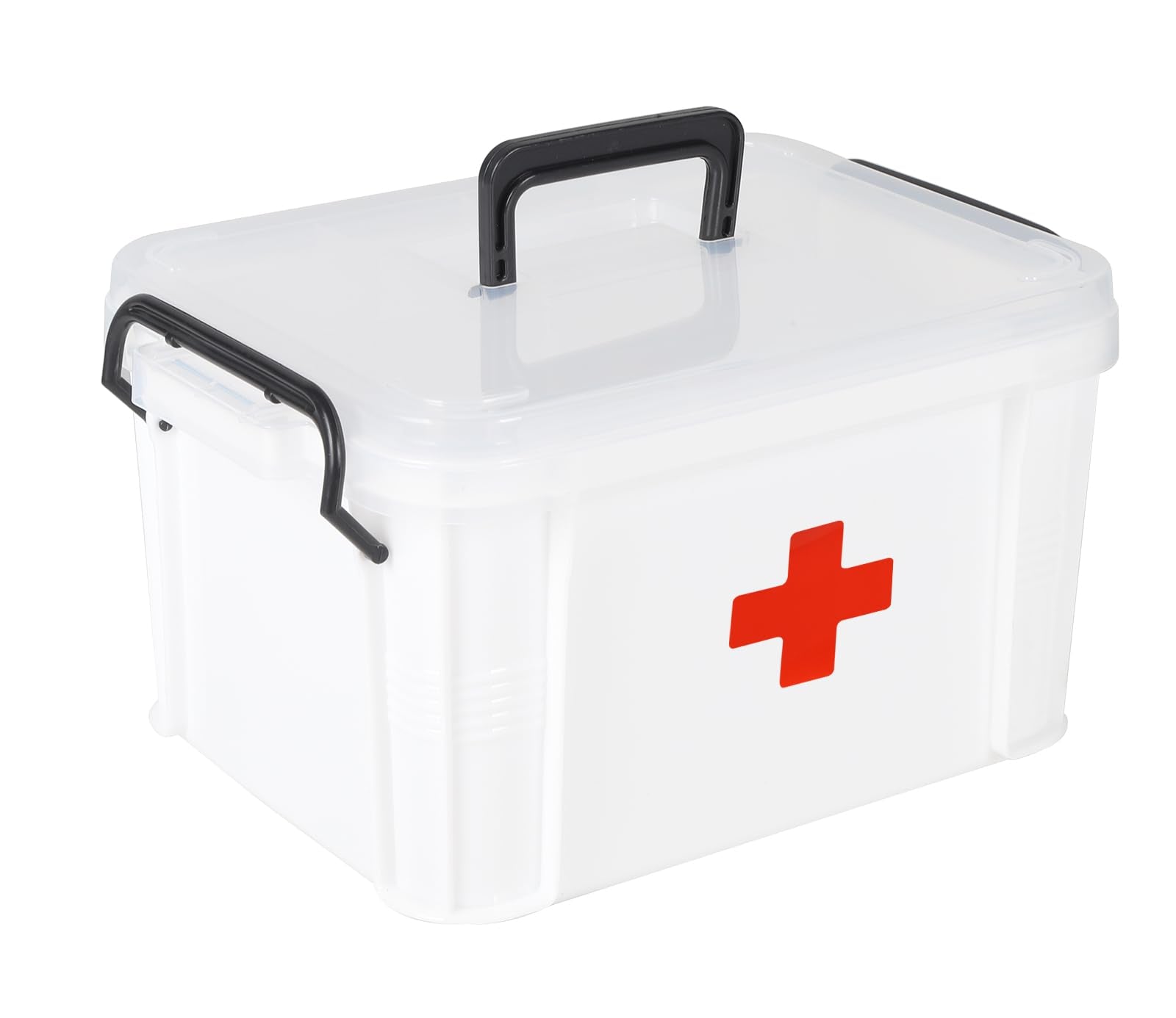 Gzsekken Medication Storage Box,First Aid Storage Box 5L Medicine Organiser with Handle 2 Layer Medical Boxes Clip Locked, Clear BPA Free Medicine