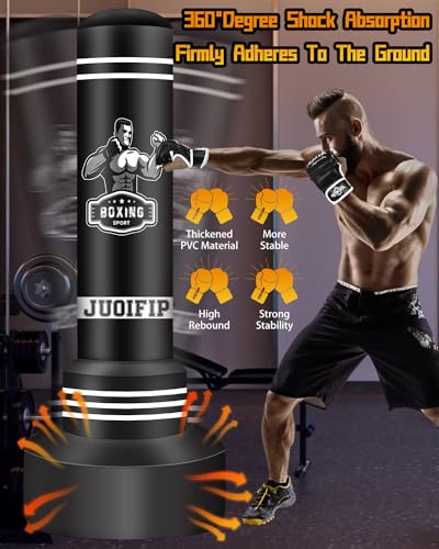 JUOIFIP Boxing Bag Set, 180cm Free Standing Punch Bag with Boxing Gloves and Electric Air Pump, Women Men Stand Kickboxing Bags for Training MMA Muay