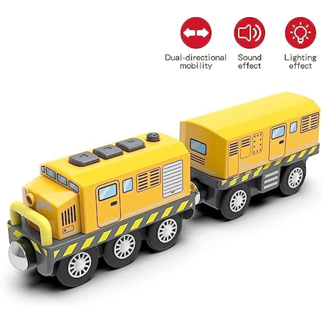 Battery Operated Locomotive Train (Magnetic Connection) - Powerful Locomotive, Motorised Train Set, Compatible with Thomas, Brio, Chuggington - Train Toy for Toddlers