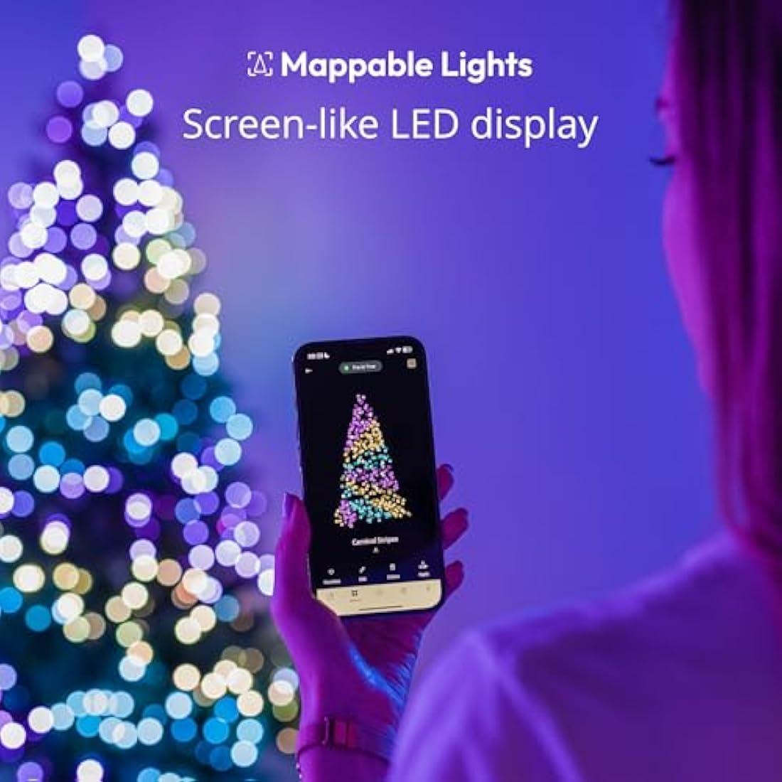 Twinkly Strings USB-C Pearls 200 LED, Pearl Shaped LED Light String, Christmas Lights, RGB Multicolor LED Lights, Mappable LEDs, Compatible with Alexa, Google Home, USB-C Power, Green Wire, 12m