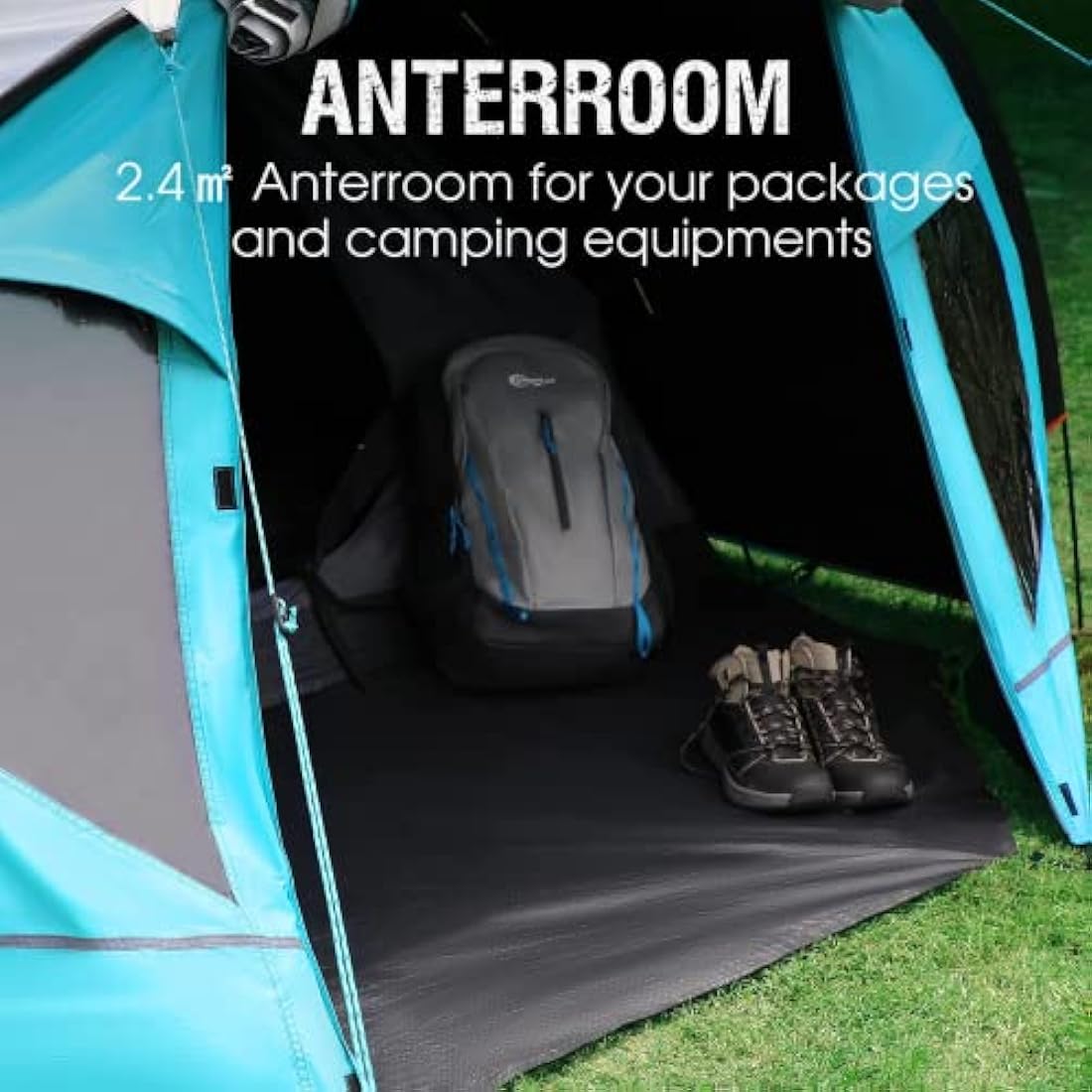 Portal 3-4 Man Tent with Porch, Camping Tent for 3 to 4 Persons with Sewn-in Groundsheet, 4000mm Waterproof Family Tent with Bedroom, Lightweight Dome Tent for Outdoor Garden Backpacking Hiking