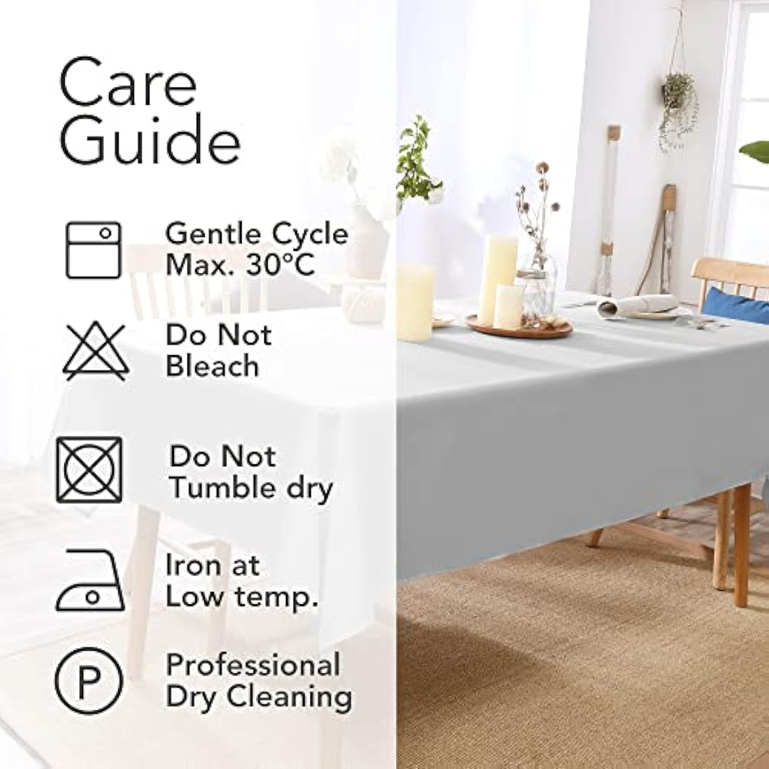 Deconovo Oxford Decorative Water Resistant Wipeable Table Cover Rectangle Tablecloth for Kids Painting 132x178cm(52x70in) Light Grey