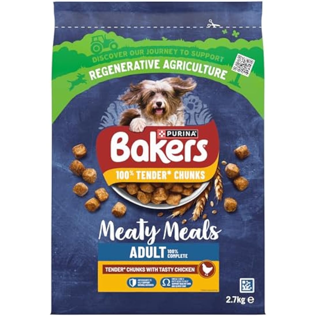 Bakers Meaty Meals Adult Dry Dog Food Chicken 2.7kg, Pack of 4