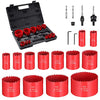 Ecotown 23-Piece Bi-Metal Hole Saw Kit - M42 High-Speed Steel Cutter Set (3/4" / 19mm to 3" / 76mm) for Soft Metal, Plywood, PVC, Plastic and Soft Aluminum- Heavy Duty Deep Hole Cutter Set