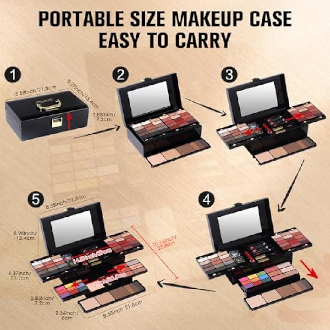 Professional Makeup Kit for Women Girl Full Kit with Mirror 60 Colors All in One Make up Gift Set Included Eyeshadow,Blusher,Highlighter,Compact Powder,Brow Powder,Lipstick,Glitter,Eyeliner,Mascara 01