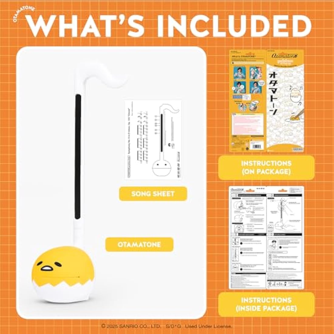 Otamatone Special Edition Sanrio (Gudetama) - Fun Electronic Musical Toy Synthesizer Instrument by Maywa Denki (Official Licensed) [Includes Song Sheet and English Instructions]