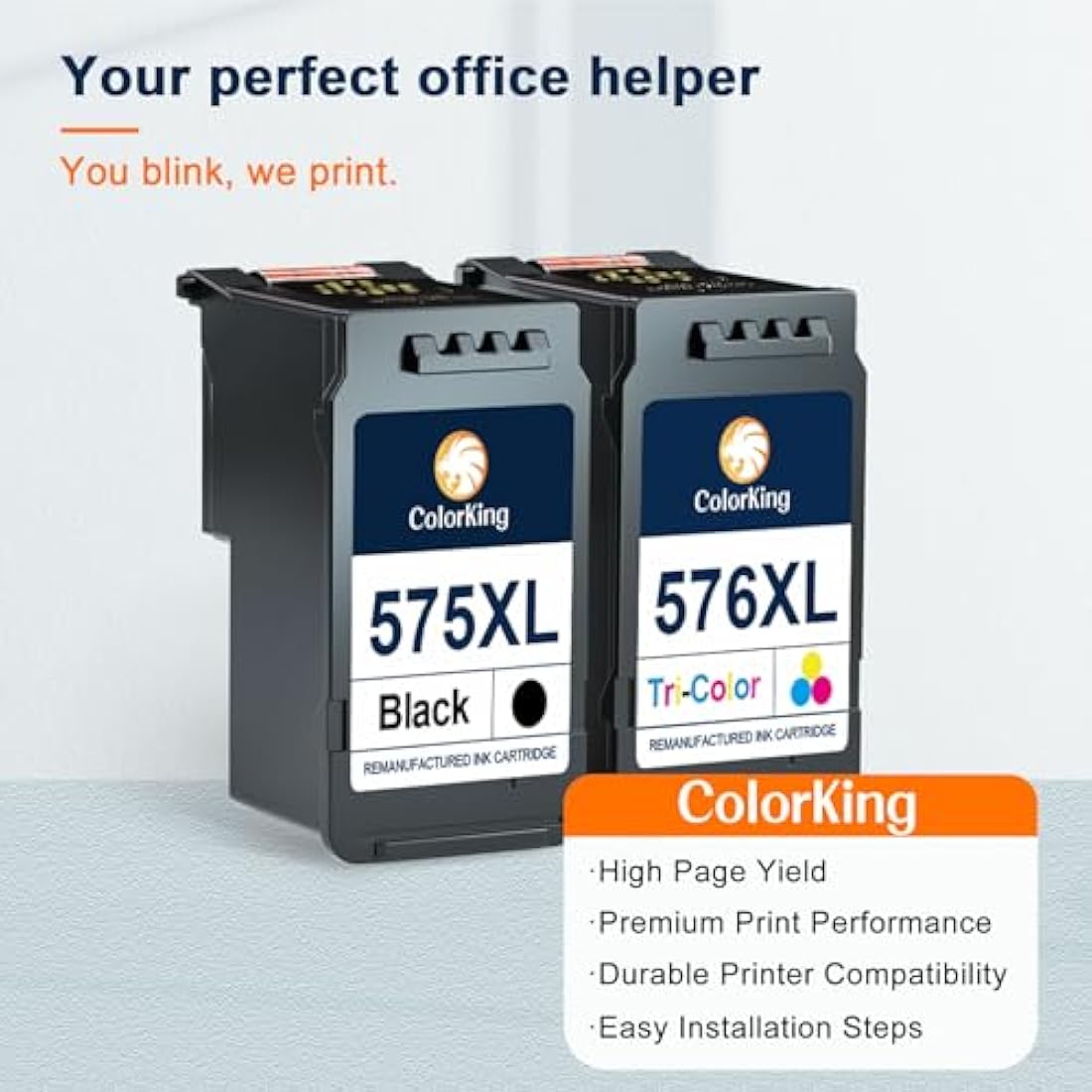 ColorKing PG-575 XL CL-576 XL Replacement for Canon 575 576 Ink Cartridges for Canon for PIXMA TS3550i TS3551i TS3750i TS3751i TS3752i TR4750i TR4751i TR4755i TR4756i (1 Black, 1 Tri-Colour)