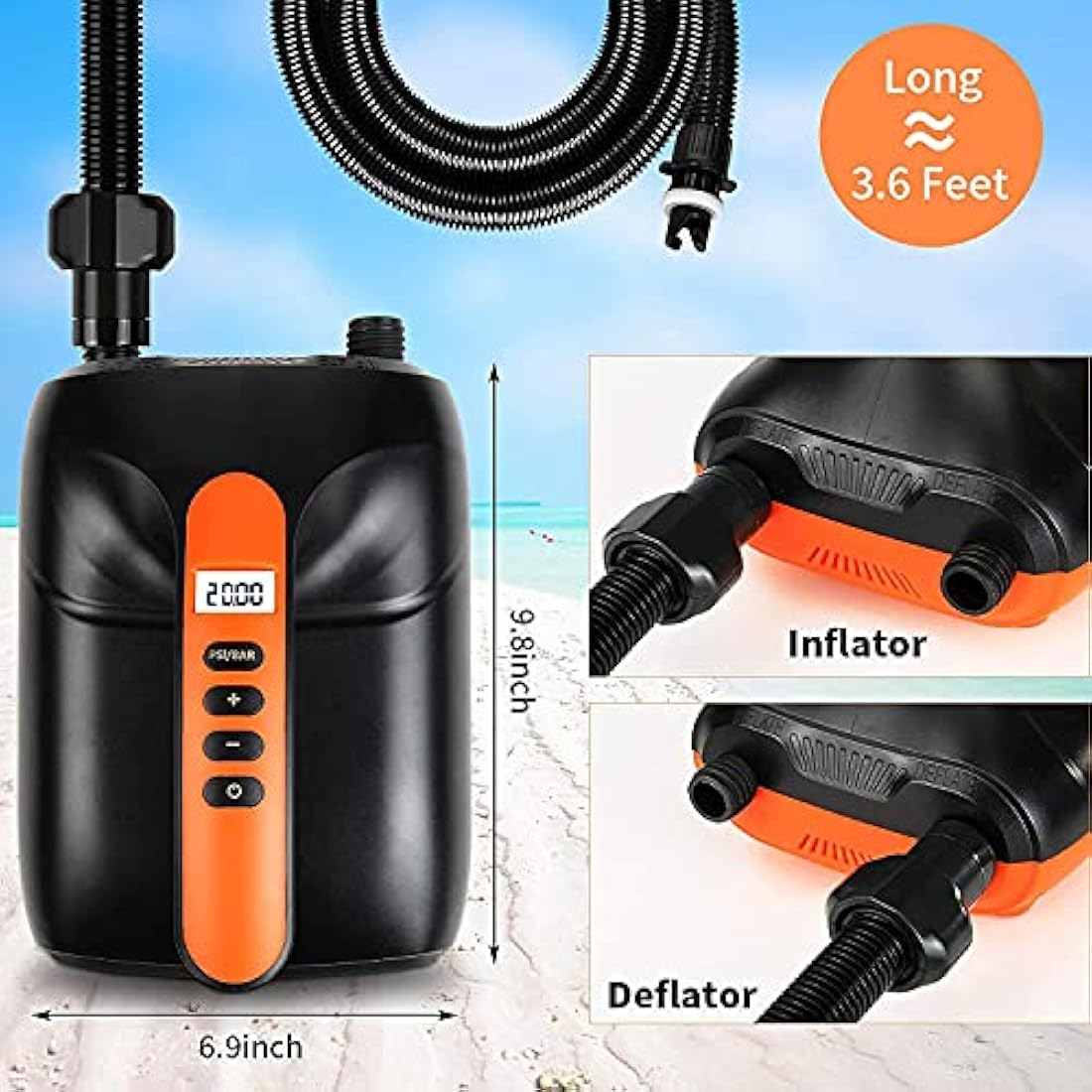 Ruitx Electric SUP Pump, 20PSI Paddle Board Pump 12V DC Quick Air Pump with Intelligent Dual Stage Auto-Off，for Inflatable Stand Up Paddleboard/Boats/Mattress/Surfing Kite