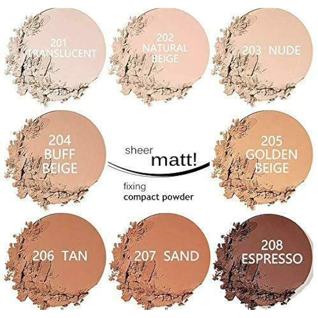 AQUAPURITY PHOERA Sheer Matte Compact Powder Fixing Powder Makeup Base Fixer Setting Powder Foundation Fixing Compact Pressed Powder Long Lasting Skin Vitamin E Beauty Blender (208ESPRESSO)