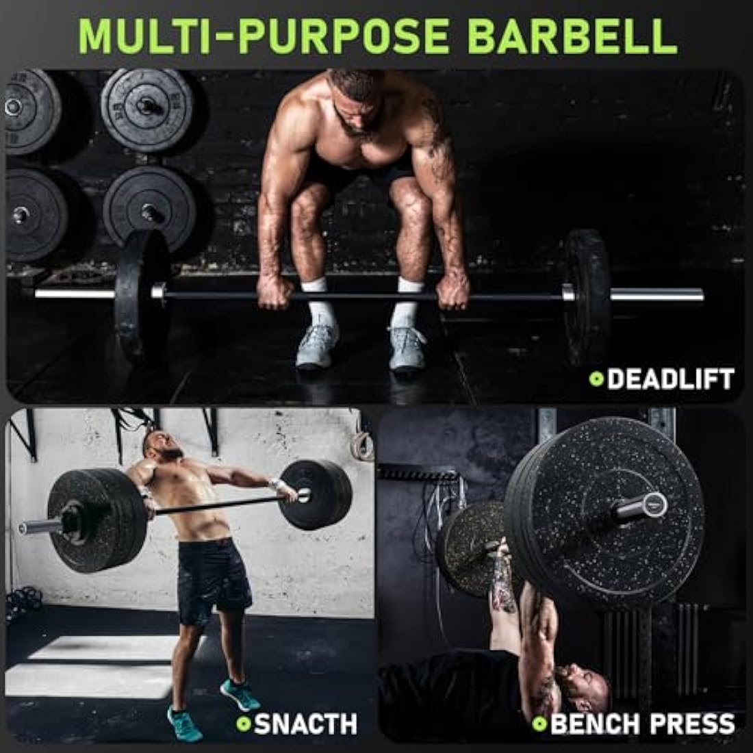 PhysKcal Olympic Barbell, 15kg/20kg Multipurpose Bar, 6.6ft/7.2ft Men's and Women’s Barbell for Weightlifting Powerlifting, 2 Inches Barbell Bar for Squat, Bench Press, Deadlift