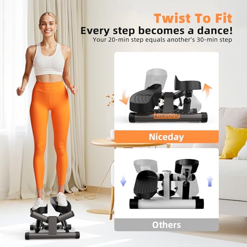 Niceday Twist Steppers for Exercise Workout, Mini Stepper with Resistance Bands, Stepper Machine for Home, Step Machine Exerciser with LCD Monitor,