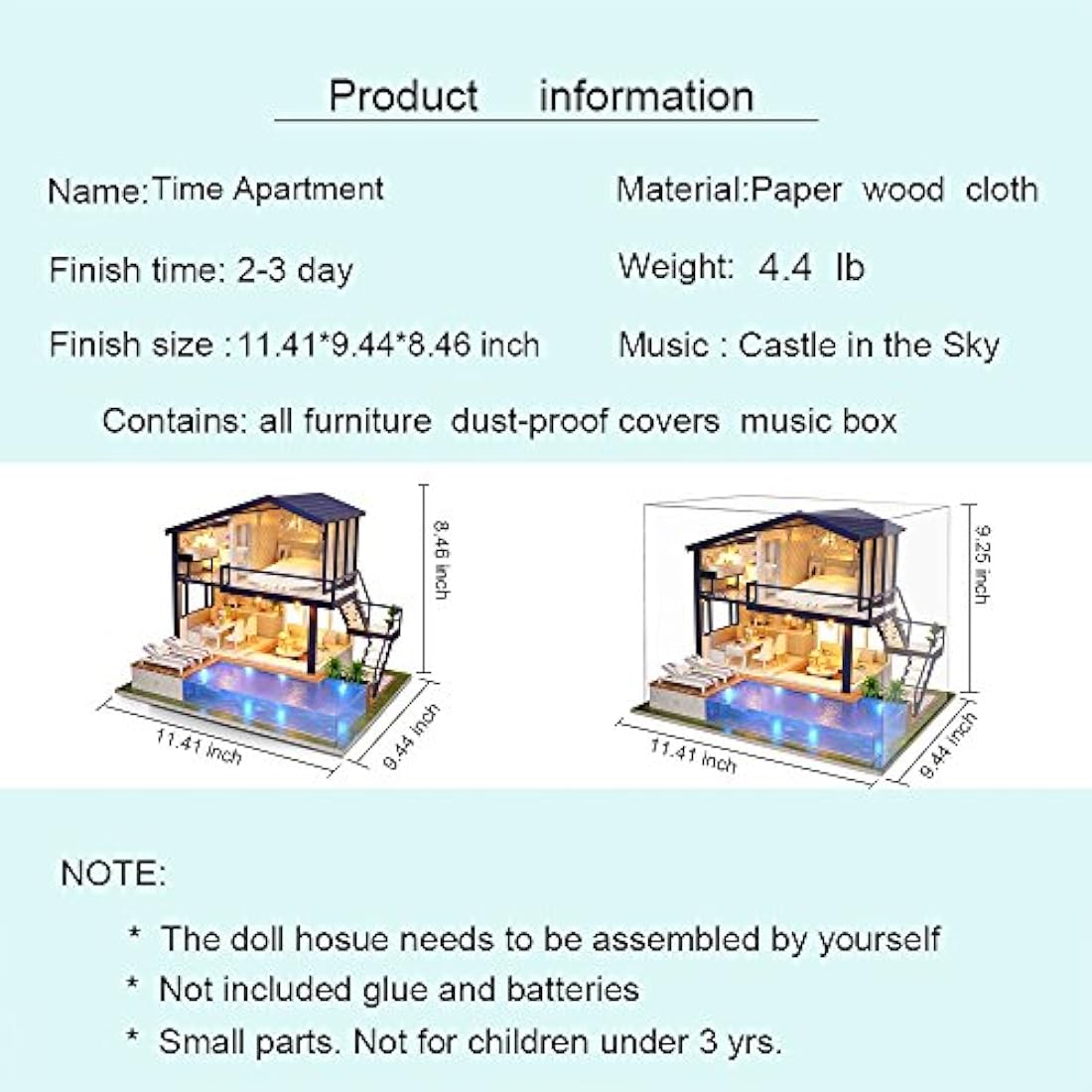 Spilay Diy Miniature House Kit, Wooden Dolls House Crafts Mini Handmade Kit with Dust Cover and Music Box, 1:24 Creative Room Idea Gift for Adult Friend Lover A066 (Time Apartment)