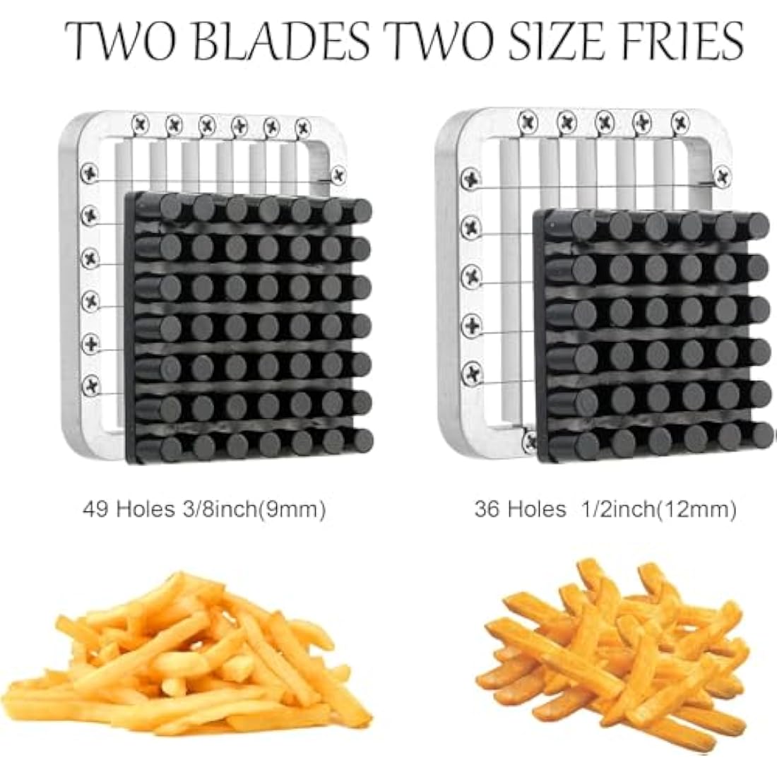 Chip Cutter Machine, Canirologas Professional Potato Chipper Stainless Steel French Fry Cutter with 1/2 inch Blade & 3/8 inch Blade for Potato Carrot Cucumber Vegatable