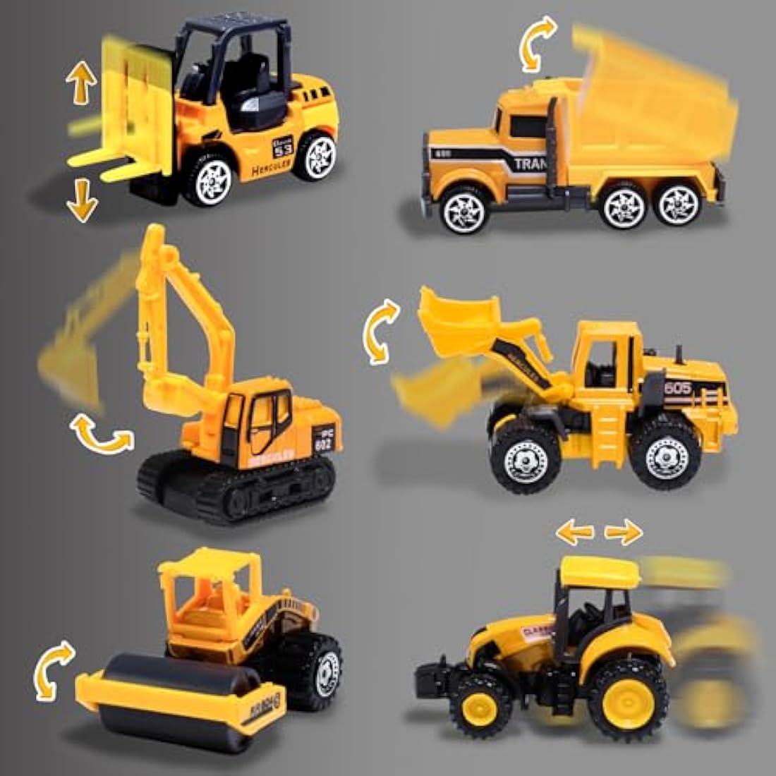 Oriate Construction Vehicles Toys, Engineering Vehicles Set Mini Digger Cake Toppers Dumper Bulldozer Dump Truck Small Toy Car Set for Kids Children Boys Girls, Gifts for Age 3 4 5 6 Year Olds