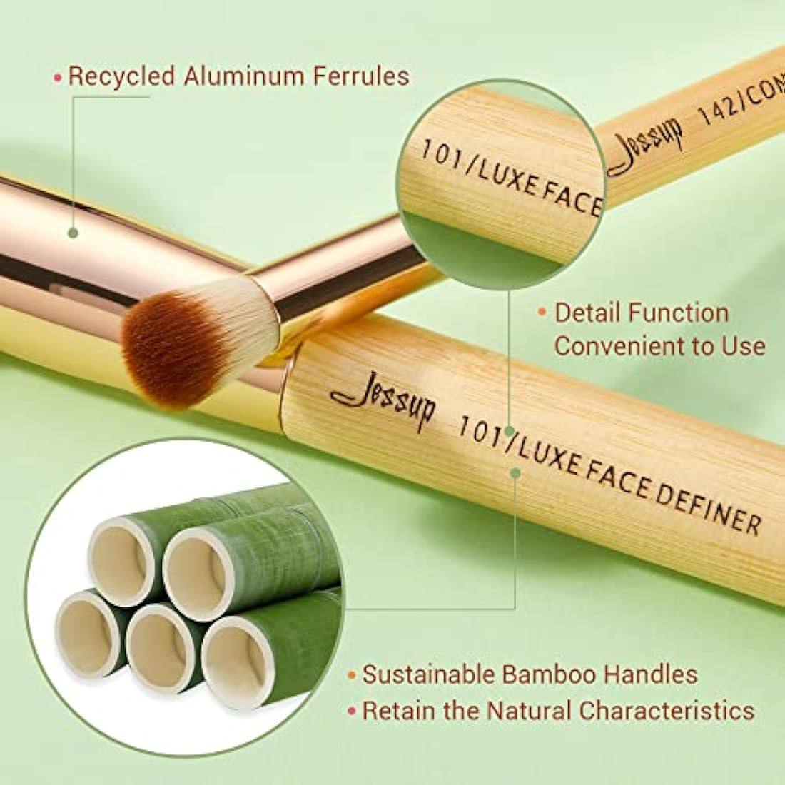 Jessup Brand 25pcs Beauty Bamboo Professional Makeup Brushes Make up Brush Tools kit Foundation Powder Blushes Eye Shader Cosmetics Tools T135
