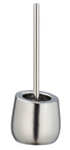 WENKO Badi Matt Chrome Toilet Set Ceramic with Metallic Surface, Including Toilet Brush with Silicone Brush Head and Non-Stick Effect, Matt Chrome