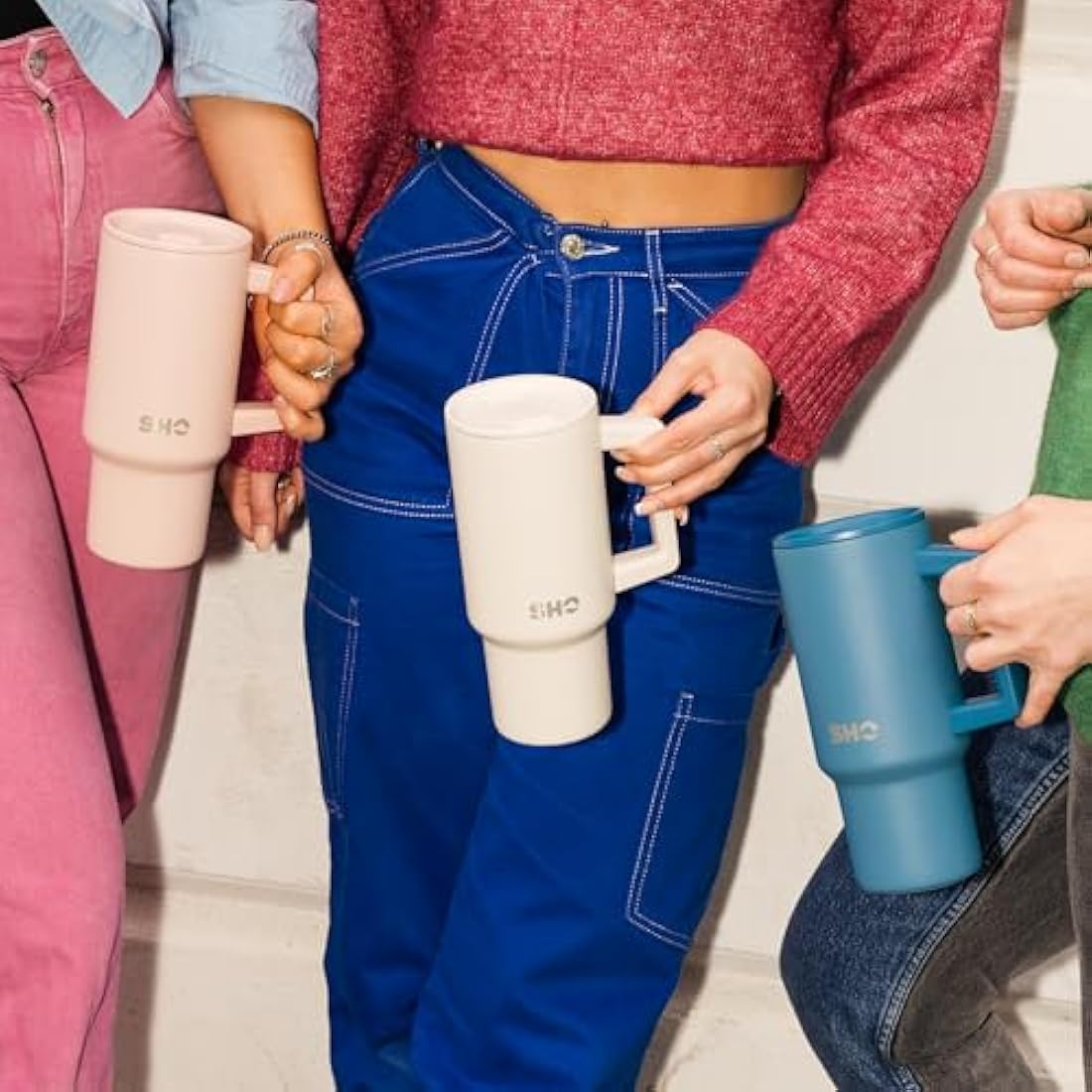 SHO XL Tumbler - Insulated Stainless Steel Reusable Water Bottle Iced Coffee Travel Mug with Handle, Straw Lid & Slider Lid - 900ml / 30 oz - Cold 24 Hours - Hot 12 Hours (Arctic Mist, 900ml)