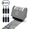 Vantamo Address Blocker Stamp for Hiding Sensitive Information, Wide Identity Theft Protection Roller Stamp with 6 Refills, Confidential Ink Roller for Personal Data Theft Prevention, Classy Gray