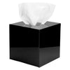 QWORK? Modern Acrylic Tissue Box Cover 14 * 14 * 14cm - Black, Square Facial Tissue Box for Bathroom, Kitchen