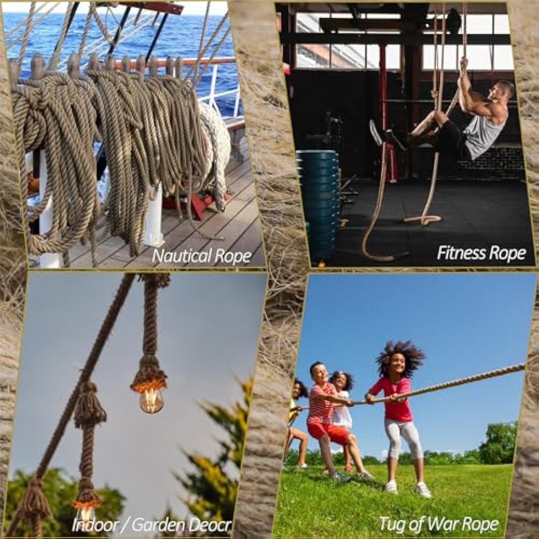 Aoneky Jute Rope - 14/16/20/25/30/40/50mm Heavy Duty Twisted Natural Hemp Rope for Garden, Tug of war, Nautical, Cat Scratching Pos, Climbing Hammock and DIY Ideas for Decorate (14mm /30m)
