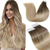 LaaVoo Tape in Hair Extensions Human Hair Blonde Tape Hair Extensions Real Human Hair Invisible Tapes Remy Straight Balayage Brown to Blonde Hair Double Sided Tabs 20pcs 50g 14 Inch #8/18/60