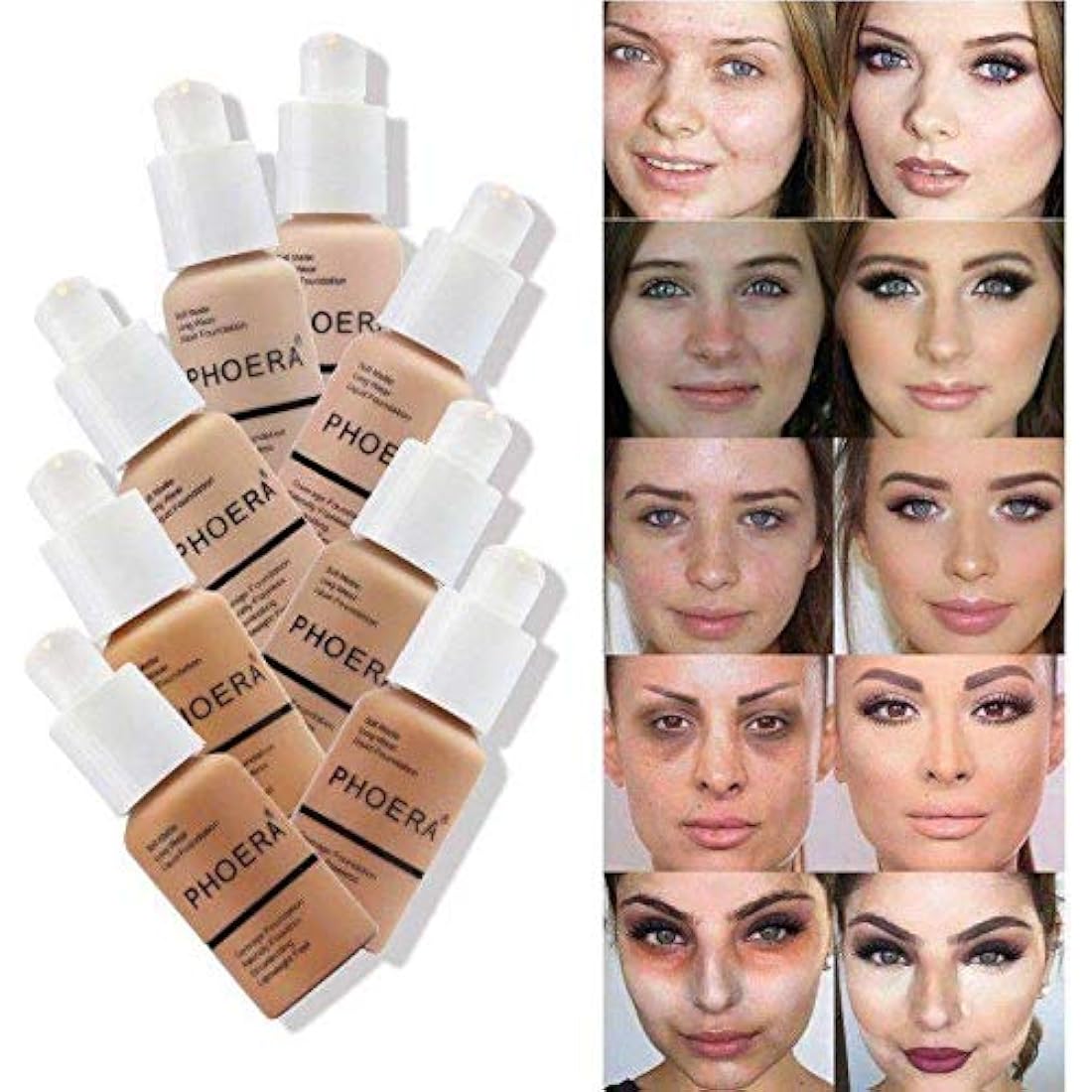 Aquapurity Phoera® Full Coverage Foundation Soft Matte Oil Control Concealer 30ml Flawless Cream Smooth Long Lasting 24HR UK (F101 PORCELAIN)