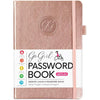 GoGirl Password Book with Alphabetical tabs – Internet Address & Password Keeper Logbook for Password Organization, Journal Notebook for Saving Website Logins. Medium Size 13.5 x 19cm - Rose Gold