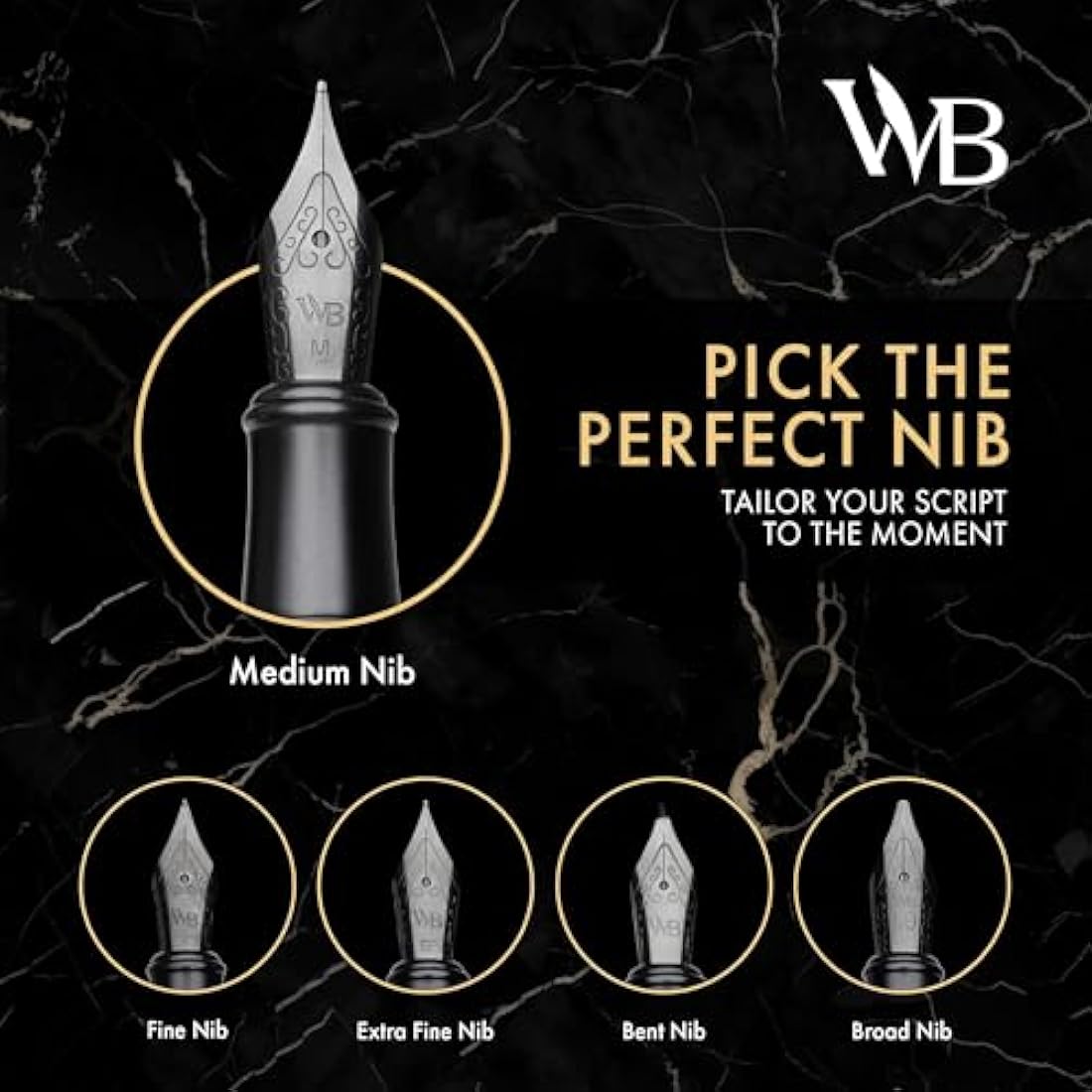 Wordsworth & Black Fountain Pen Set, Extra Fine Nib, Includes 24 Pack Ink Cartridges, Ink Refill Converter & Gift Box, Calligraphy, [All Black], Perfect for Men & Women