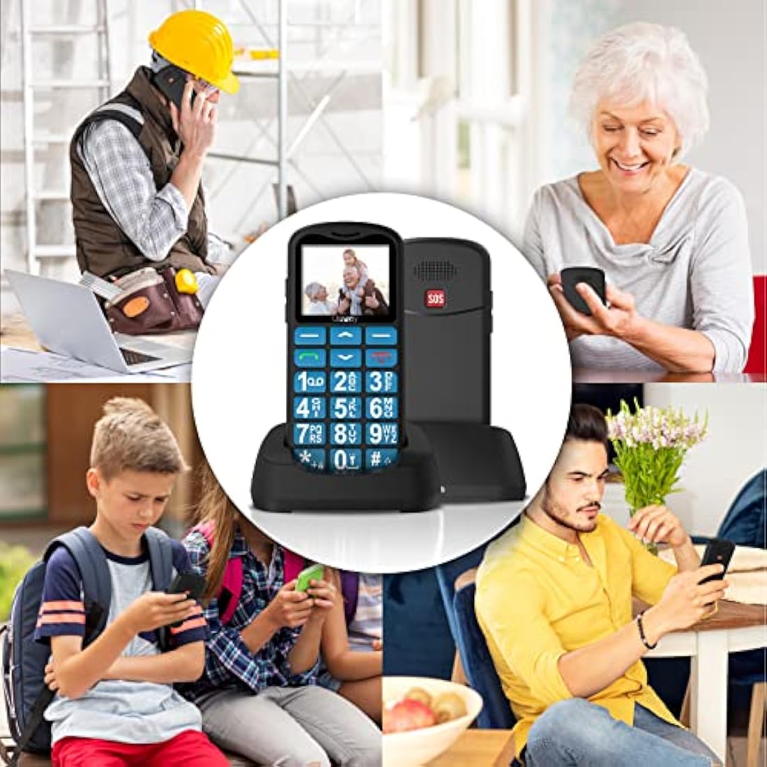 uleway 2G Big Button Mobile Phone for Elderly, Unlocked Dual Sim Free Senior Mobile Phones, Easy to Use Pay as You Go 1.77" LCD Display, SOS Button, Talking Numbers, Torch, 800 mAh Battery - Blue