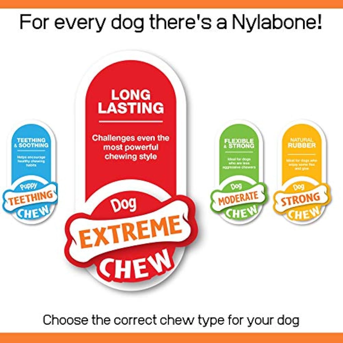 Nylabone Extreme Tough Dog Chew Toy, Souper Bone, Duck Jerky Flavour, Mess-Free, For Dogs Over 23 Kg - X-Large