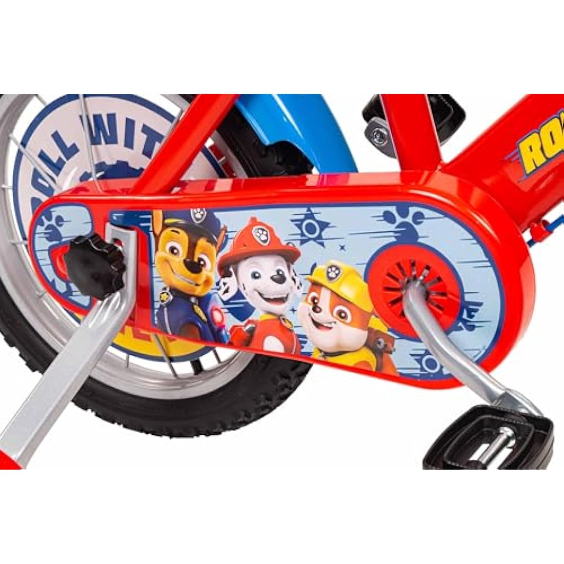 Toimsa Paw Patrol Kids Bike, Learn to Ride Bicycle, With Training Wheel Stabilisers, for Children Age 3+, Blue and Red