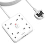 4M 4 Way Extension lead with USB Slots (3 USB-A, 1 USB-C), Mscien Extension Lead with Switches, White Wall Mountable Plug Extension Cord, Dorm, Home,